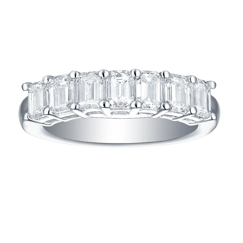 men’s black onyx bracelet Smiling Rocks Lab Grown Diamond Emerald Half Eternity Band (2 ctw) - SRR-01823WHT