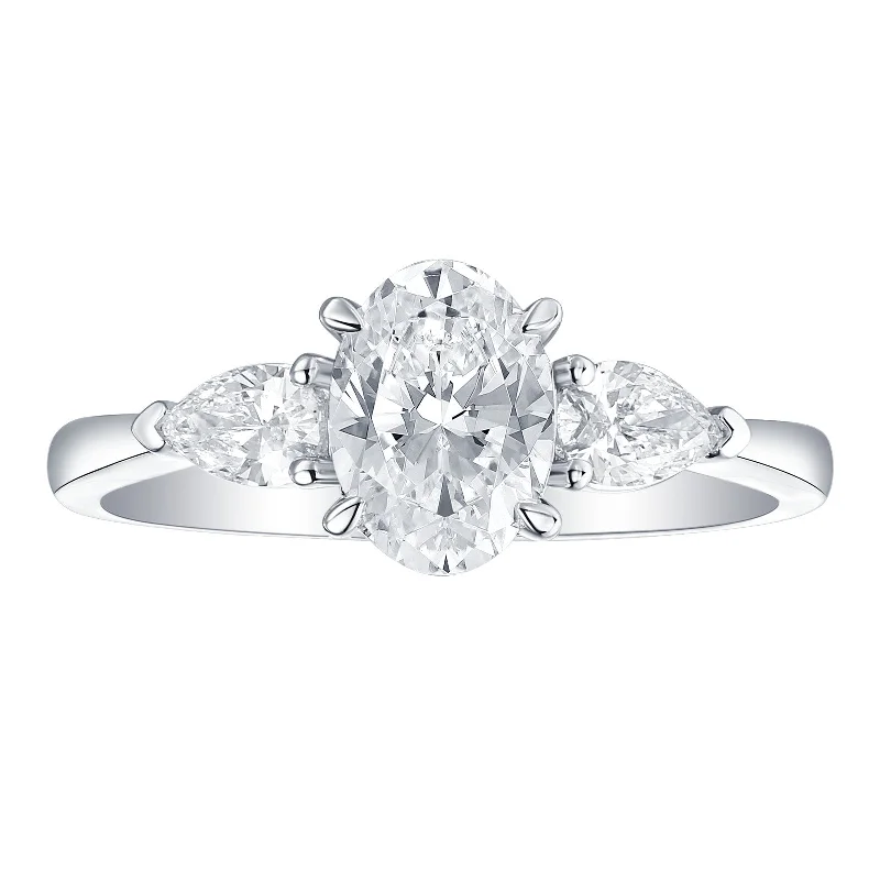 vintage art deco bracelet Smiling Rocks Lab Grown Diamond Fancy Classic Oval Three Stone Engagement Ring (2.65 ctw) - SRR-02643WHT