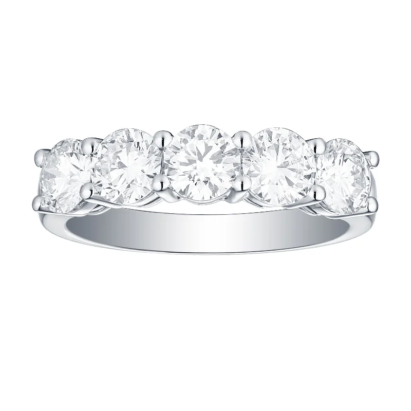 minimalist rose gold bracelet Smiling Rocks Lab Grown Diamond Five-Stone Band (2 ctw) - SRR-00646WHT