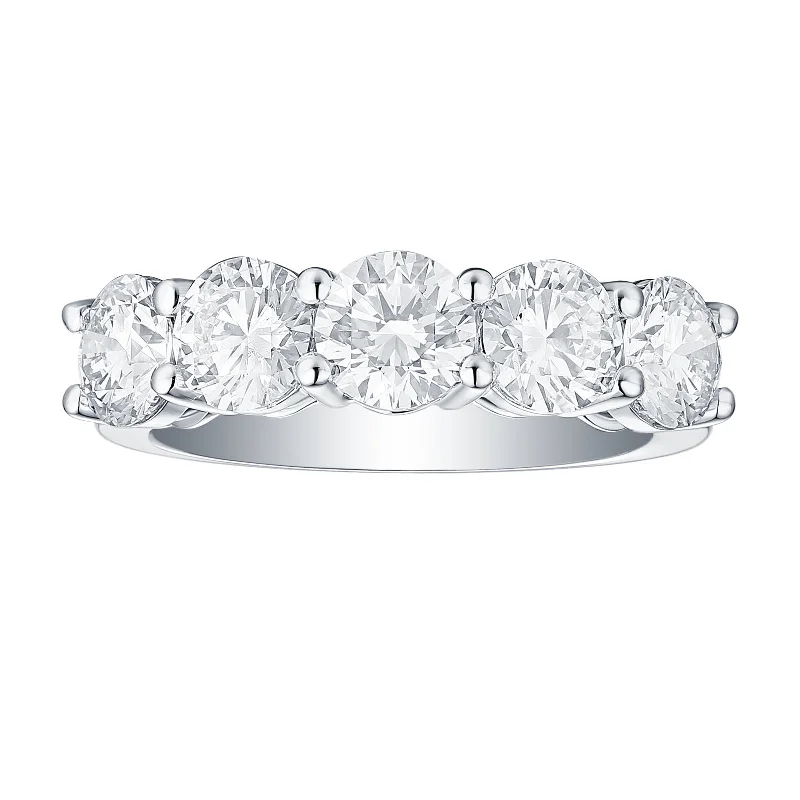 dainty birthstone ring for women Smiling Rocks Lab Grown Diamond Five-Stone Band (3 ctw) - SRR-00647WHT