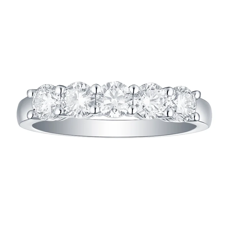 custom zodiac sign ring Smiling Rocks Lab Grown Diamond Five-Stone Band (0.5 ctw) - SRR-01043WHT