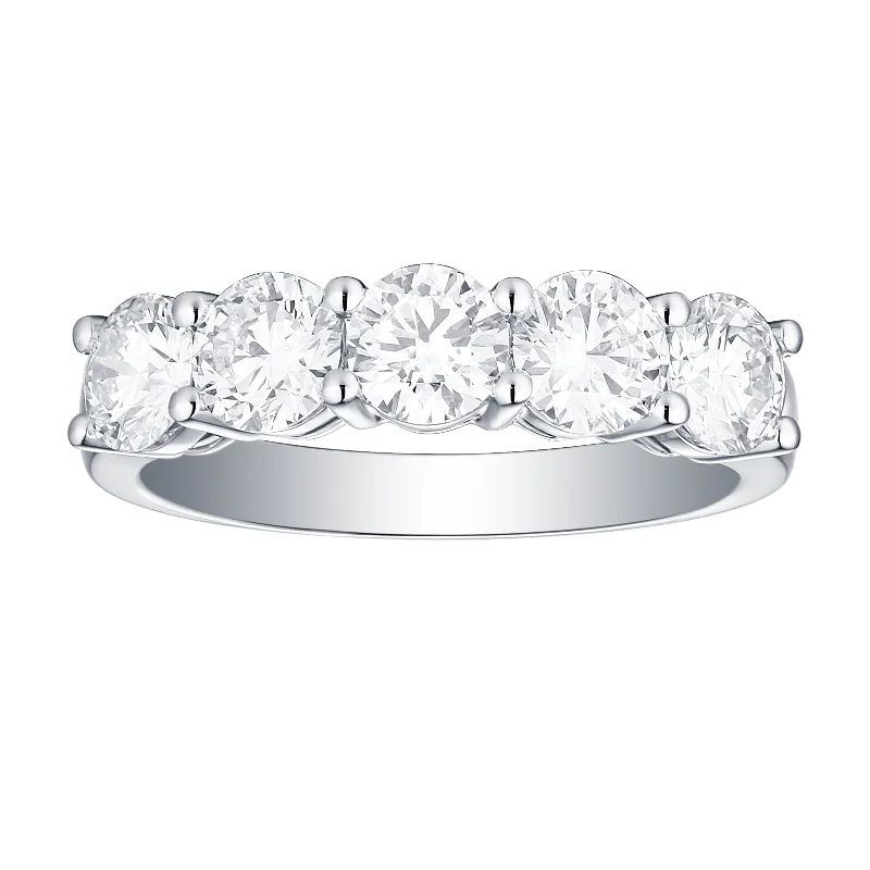 dainty gold chain ring Smiling Rocks Lab Grown Diamond Five-Stone Band (1.5 ctw) - SRR-01115WHT