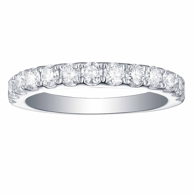 boho gold leaf ring Smiling Rocks Lab Grown Diamond Half Eternity Band (1 ctw) - SRR-00014WHT