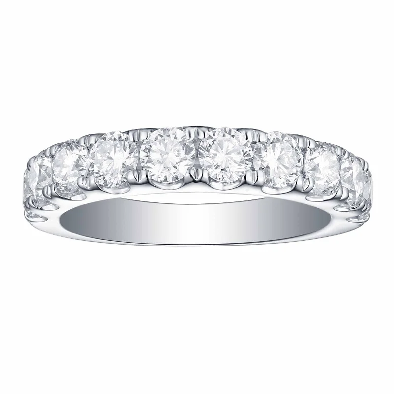 gold wedding band for men Smiling Rocks Lab Grown Diamond Half Eternity Band (2 ctw) - SRR-00016WHT