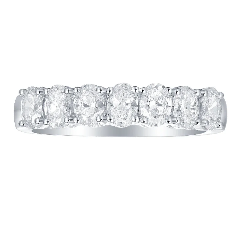 adjustable gemstone choker Smiling Rocks Lab Grown Diamond Oval Half Eternity Band (1 ctw) - SRR-01791WHT