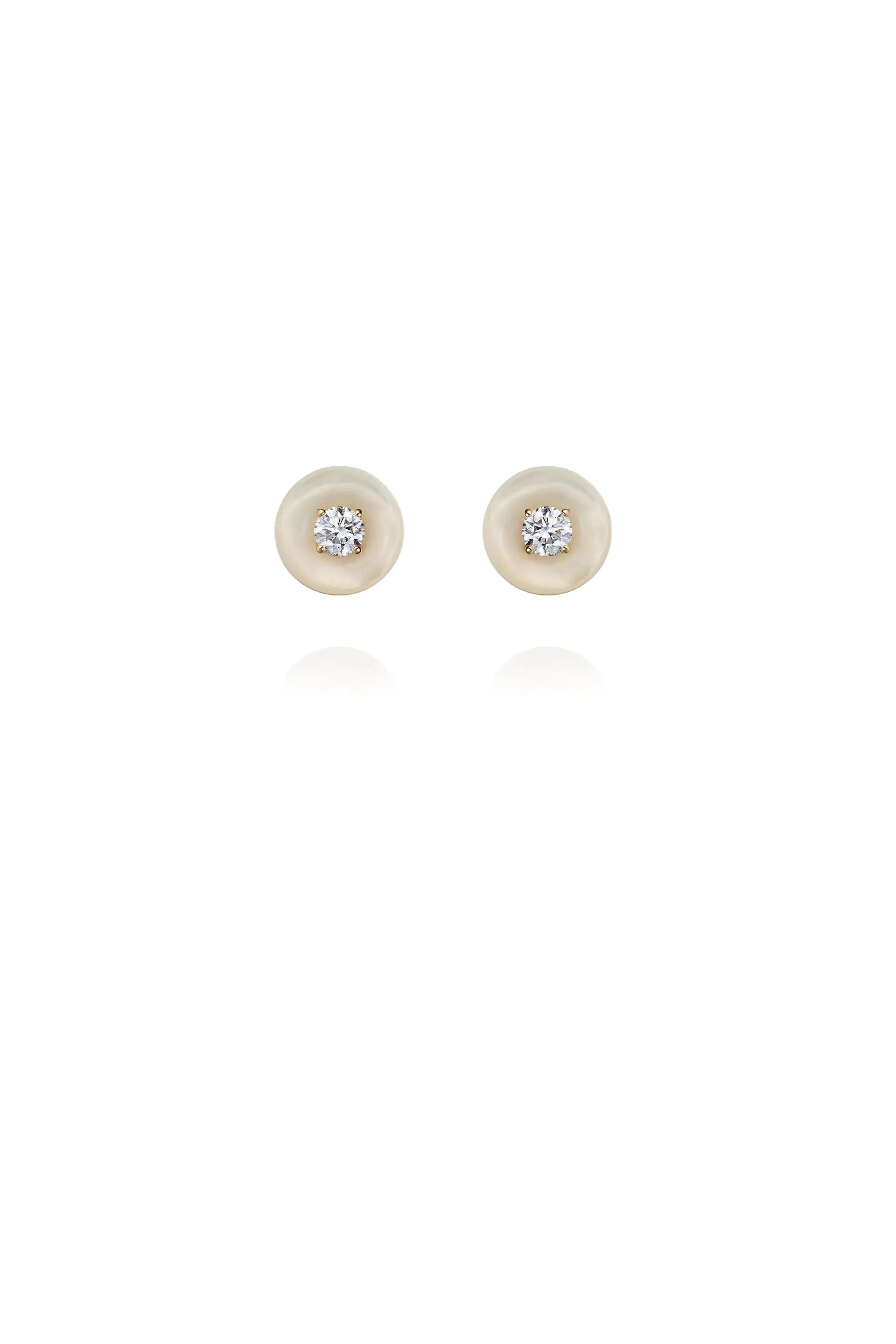 celestial sun and moon earrings Large Orbit Studs - Mother of Pearl