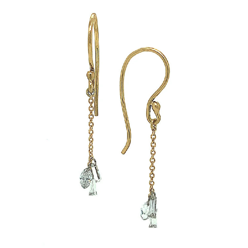hammered silver pendant necklace Marquise & Baguette Diamond Cluster Drop Earring