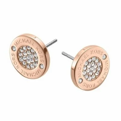 handmade antique silver bangle Michael Kors Rose Gold-Tone Steel Pave Logo Stud Earrings