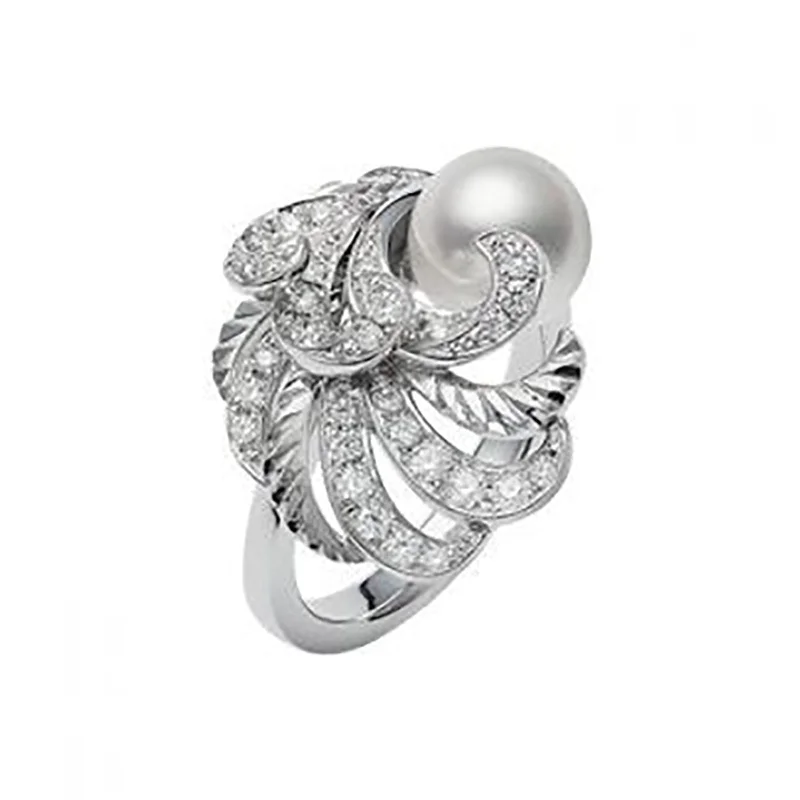bold Cuban link bracelet men Feather Collection Akoya Cultured Pearl and Diamond Ring
