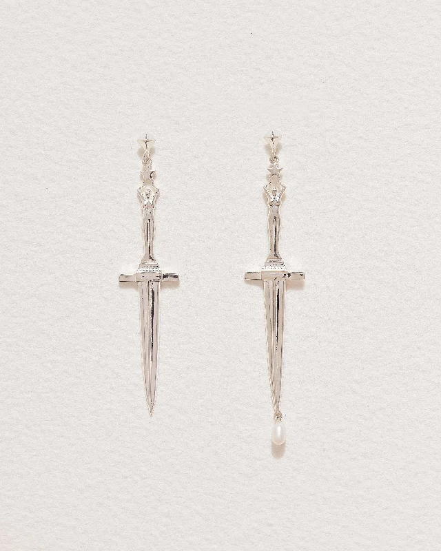 modern baguette diamond ring Dagger Earrings