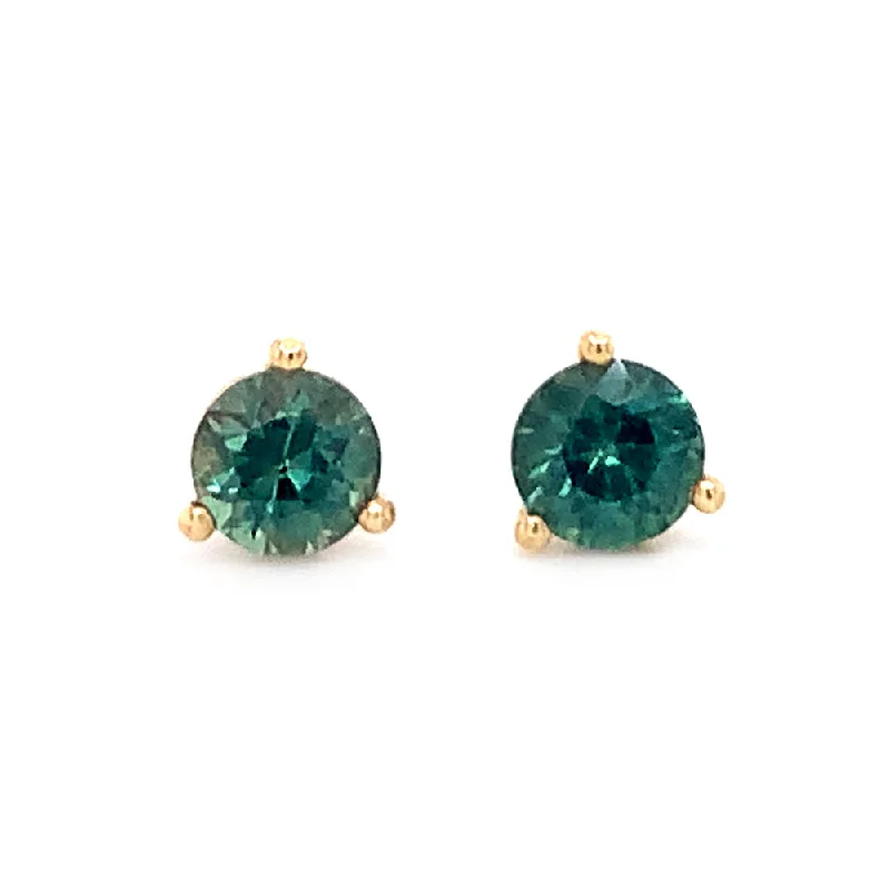birthstone necklace for mom Montana Sapphire Yellow Gold Martini Stud Earrings - "Hyalite"
