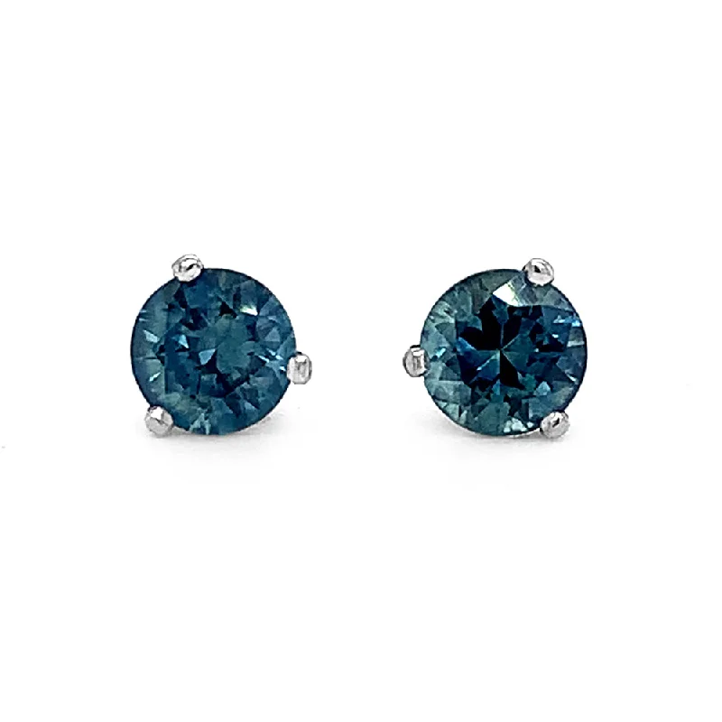 modern geometric gold ring Montana Sapphire & White Gold Stud Earrings - "Neptune's Gaze"