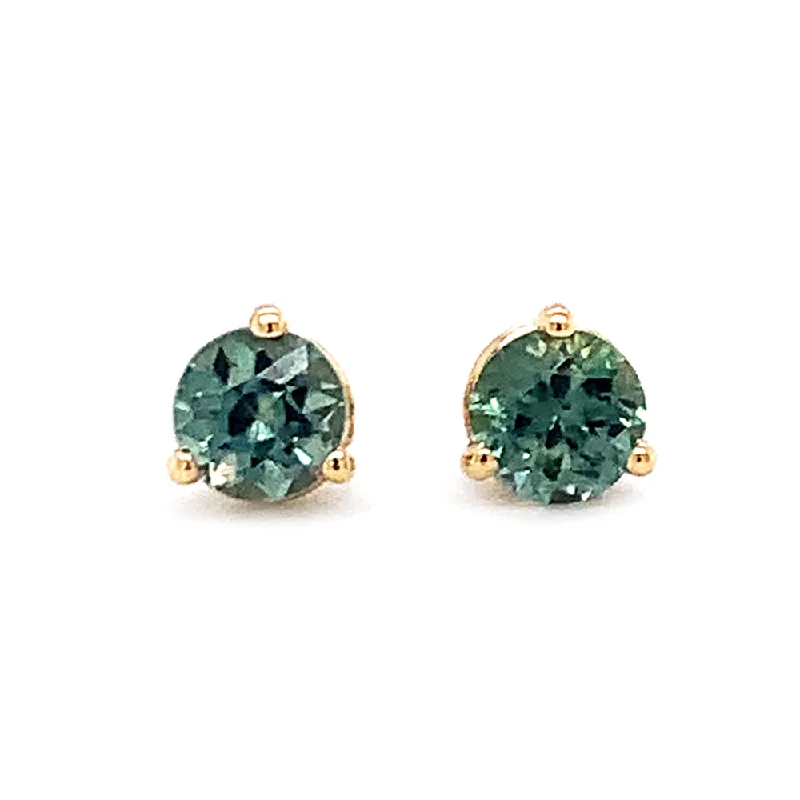 crystal-studded gold ring Montana Sapphire Yellow Gold Earrings - "Everglade"