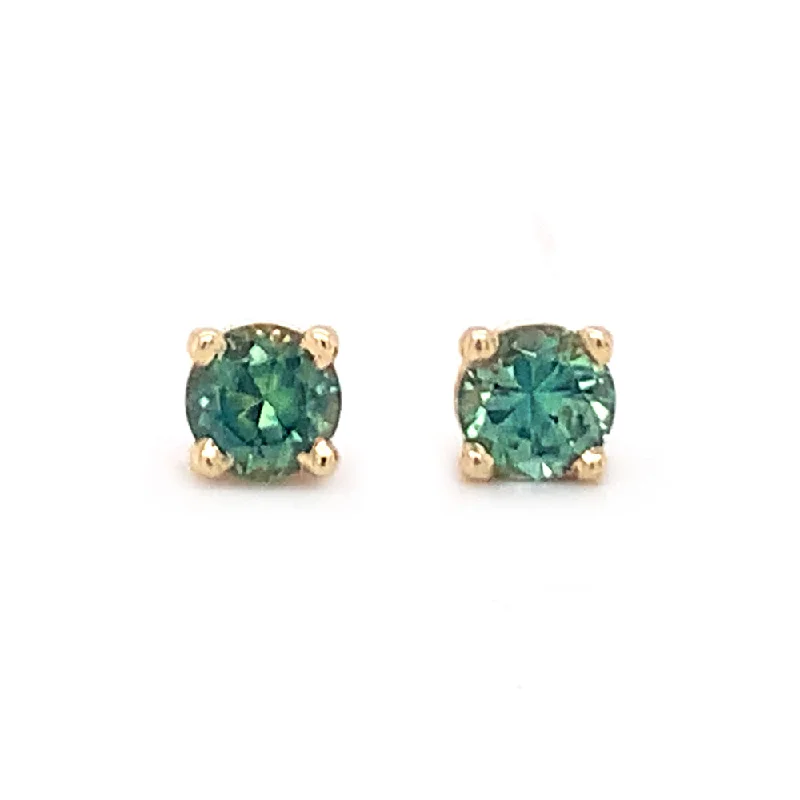 real diamond solitaire ring Montana Sapphire Yellow Gold Stud Earrings - "Bali"