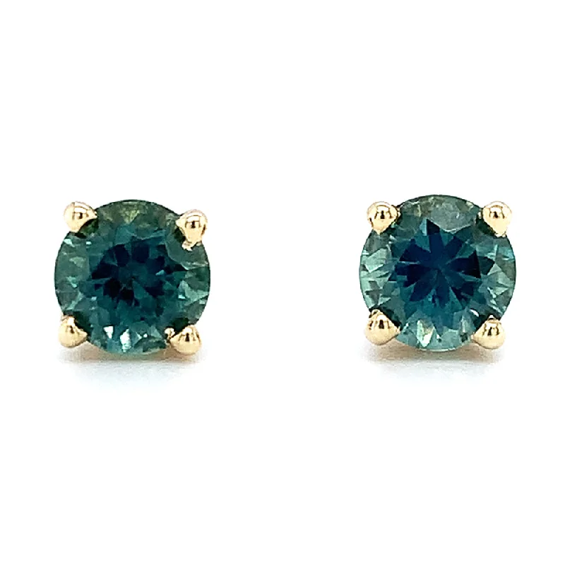 minimalist stacking rings set Montana Sapphire Yellow Gold Stud Earrings - "Into the Reef"