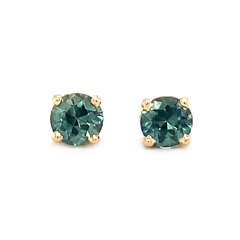 gold opal ring Montana Sapphire & Yellow Gold Stud Earrings - "Sunny Lakeside"
