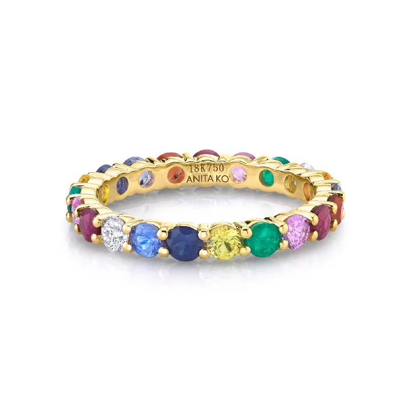 vintage sapphire engagement ring Multi-colored Gemstone And Diamond Eternity Band