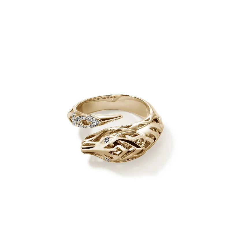 chunky chain necklace trendy Naga Ring, Gold, Diamonds
