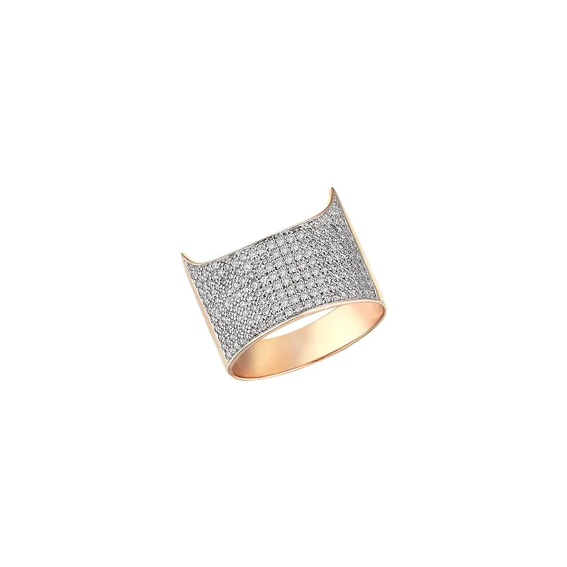 rose gold ring with diamonds Notch Ring