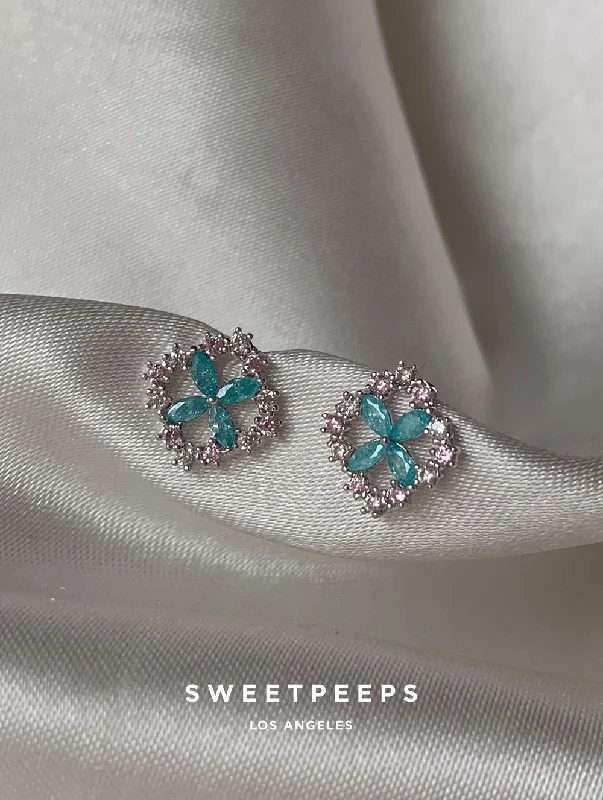 elegant aquamarine drop earrings Oaklynn Silver Clover Studs