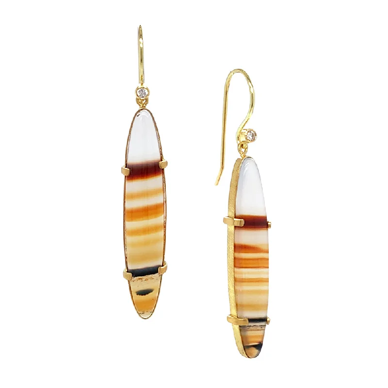 handcrafted crystal quartz ring One-of-A-Kind Montana Agate & Diamond Earrings - "Birch Bark"