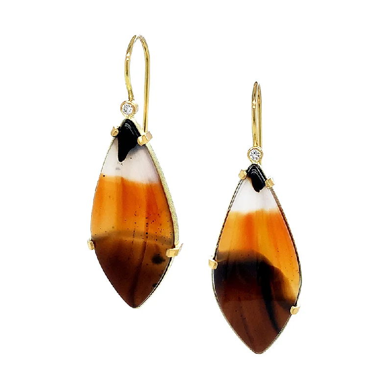 simple gold stacking rings One-of-A-Kind Montana Agate & Diamond Earrings - "Caramel Sunset"