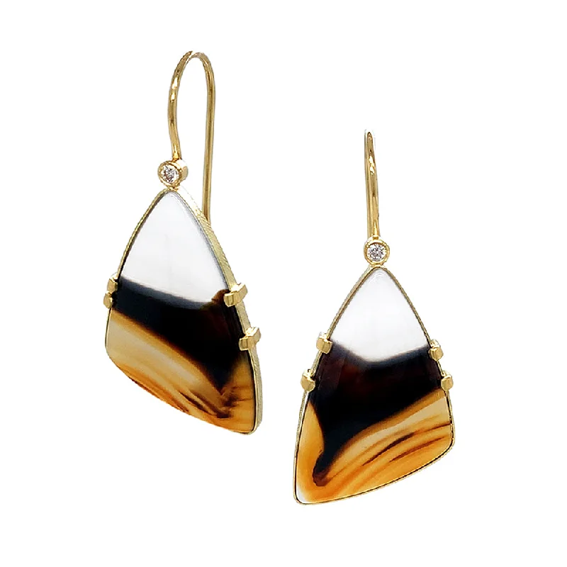 leather cuff bracelet men One-Of-A-Kind Montana Agate & Diamond Earrings - "Layered Beauty"