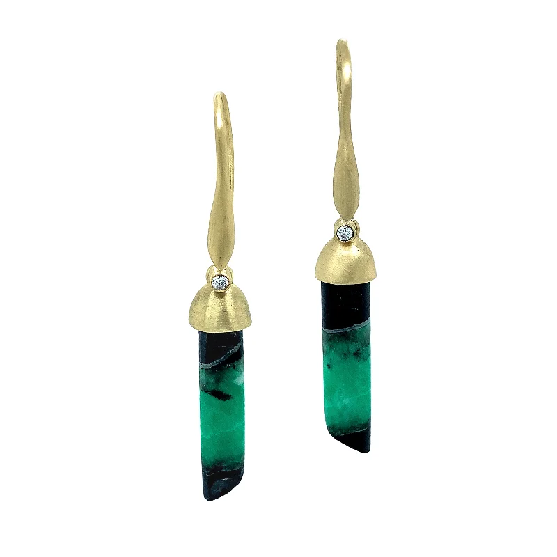 heart pendant necklace gold One-of-a-Kind Yellow Gold and Emerald Earrings - "Emerald Cavern"