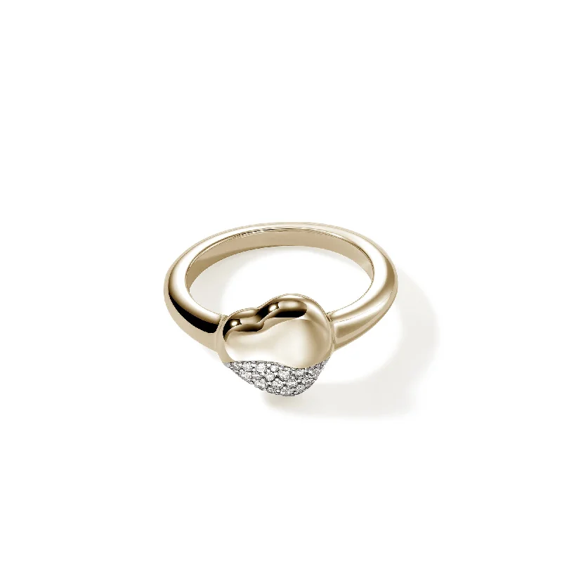 infinity couple’s ring matching set Pebble Heart Ring, Gold, Diamonds