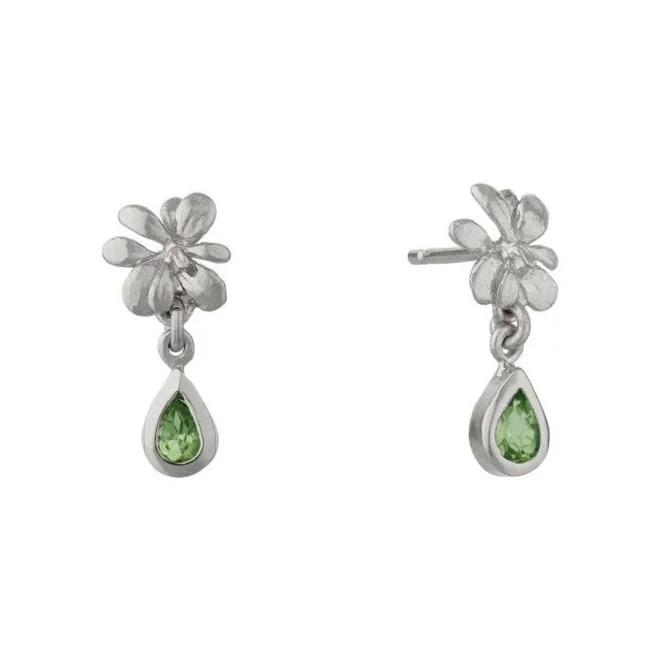 classic diamond solitaire earrings Peridot & Sterling Silver Earrings - "Small Rosette"