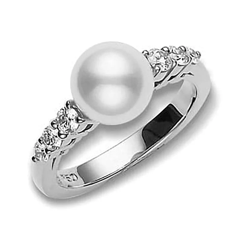 vintage Victorian brooch pin Pearl 18K White Gold Morning Dew Rings