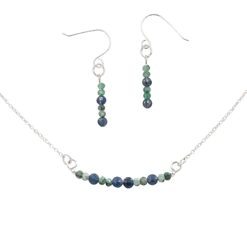 hammered silver wedding band Raw Beauty ~ Sapphires and Emeralds Necklace & Earrings Set