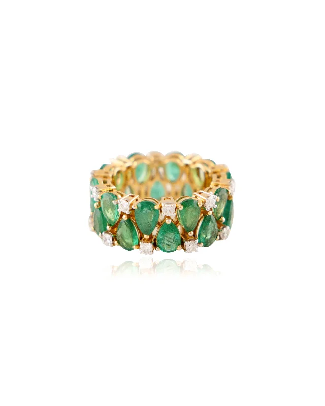 celestial star ring gold Diamond Emerald Ring