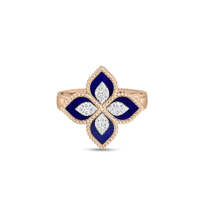 men’s leather and silver bracelet 18K Rose/White Gold Venetian Princess Blue Lapis & Diamond Flower Ring