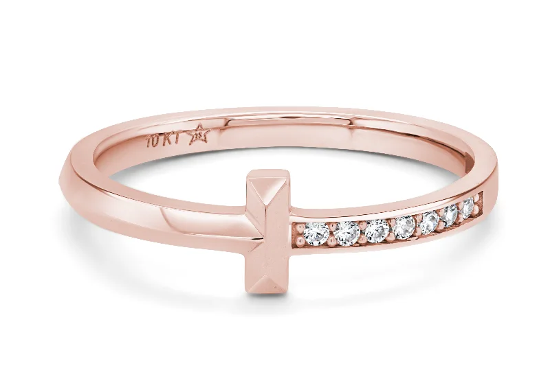freshwater pearl drop earrings Rose Gold Bar Ring