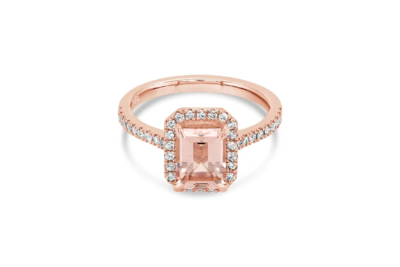 celestial star ring gold Rose Gold Halo Morganite Ring