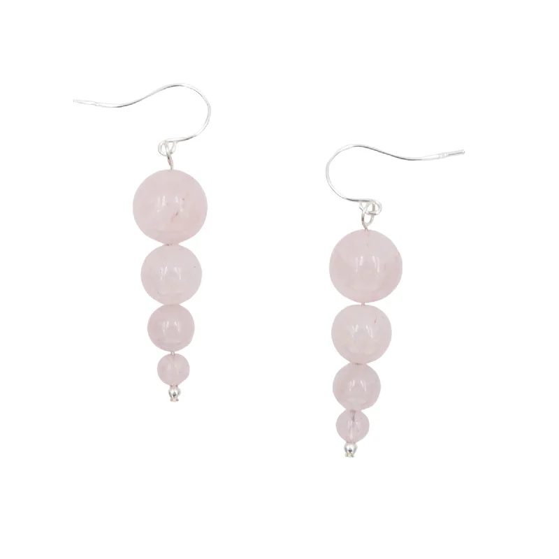 elegant aquamarine drop earrings Rose Quartz Stacked Pendulums