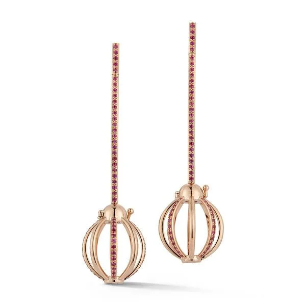 dainty beaded stretch bracelet Ruby Cage Bar Earrings