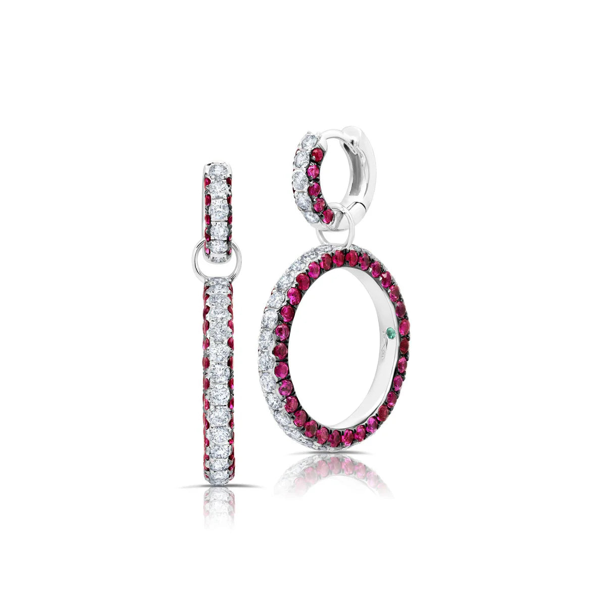 14k gold nose ring hoop Ruby & Diamond 3 Sided Earrings