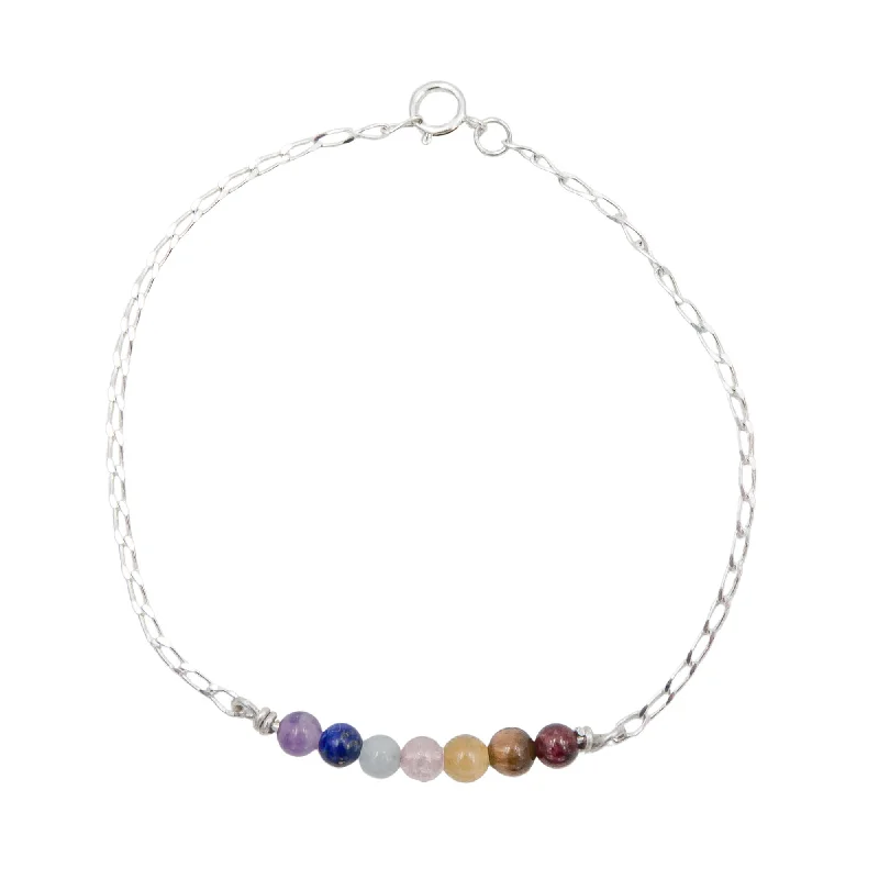silver dragon claw ring Seven Chakra Stone Sterling Silver Bracelet