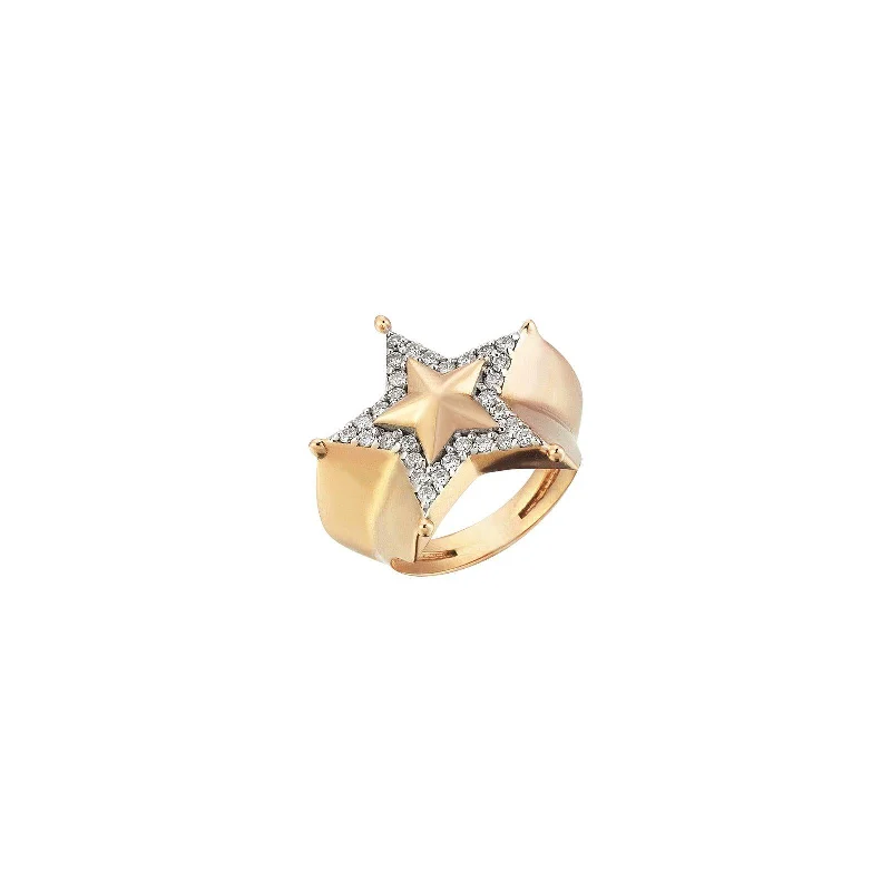 dainty pearl and diamond ring Sheriff Star Pinky Ring