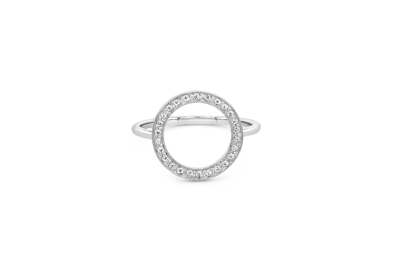 men’s rugged leather bracelet Silver CZ Circle Ring