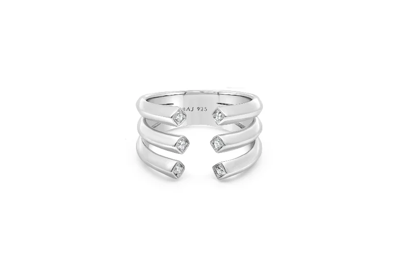 rose gold bar bracelet personalized Silver Multirow Open Ring