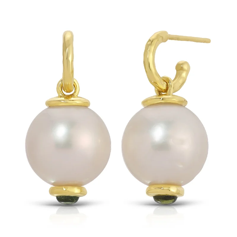 oval blue sapphire ring Simple South Sea Pearl Drops - Green Tourmaline