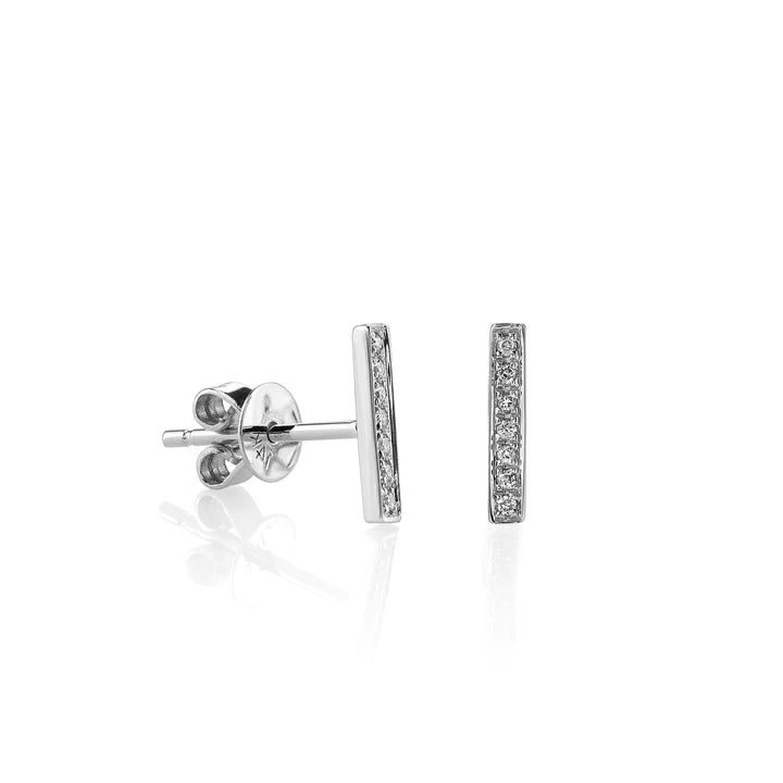 personalized hand-stamped bar ring Small Diamond Bar Studs