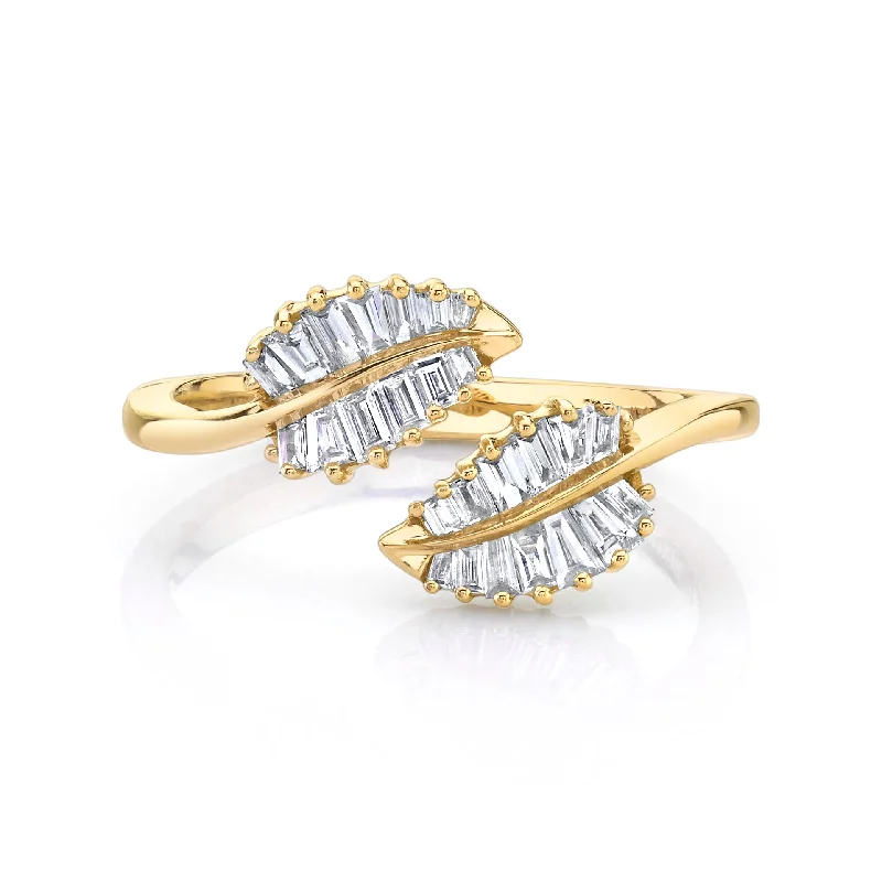 gold daisy stud earrings Small Palm Leaf Diamond Ring
