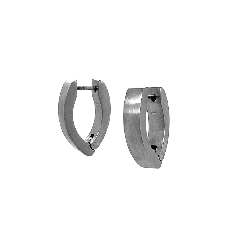 gothic skull ring for men Small Stainless Steel Huggie Earrings - "Marquise"