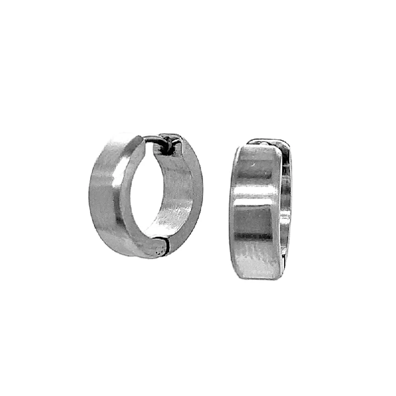 real opal ring for women Small Stainless Steel Huggie Earrings - "Round Curved Hoops"