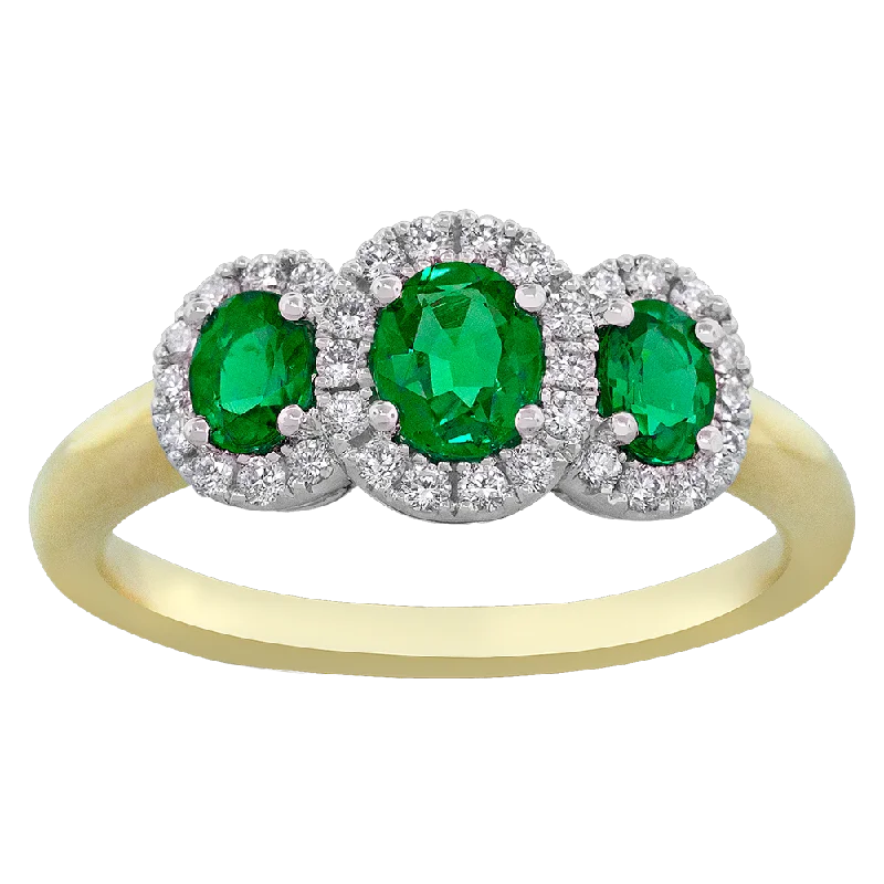 dainty cherry blossom ring .23 DIAMOND .71 CT EMERALD RING