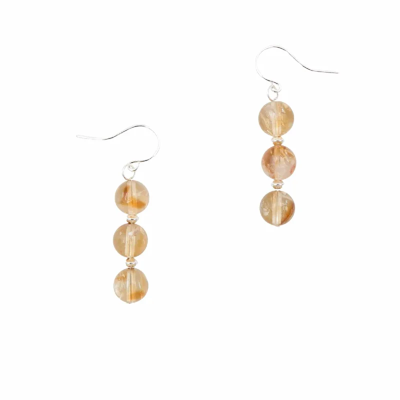 silver-plated bar necklace Stacked Golden Citrine